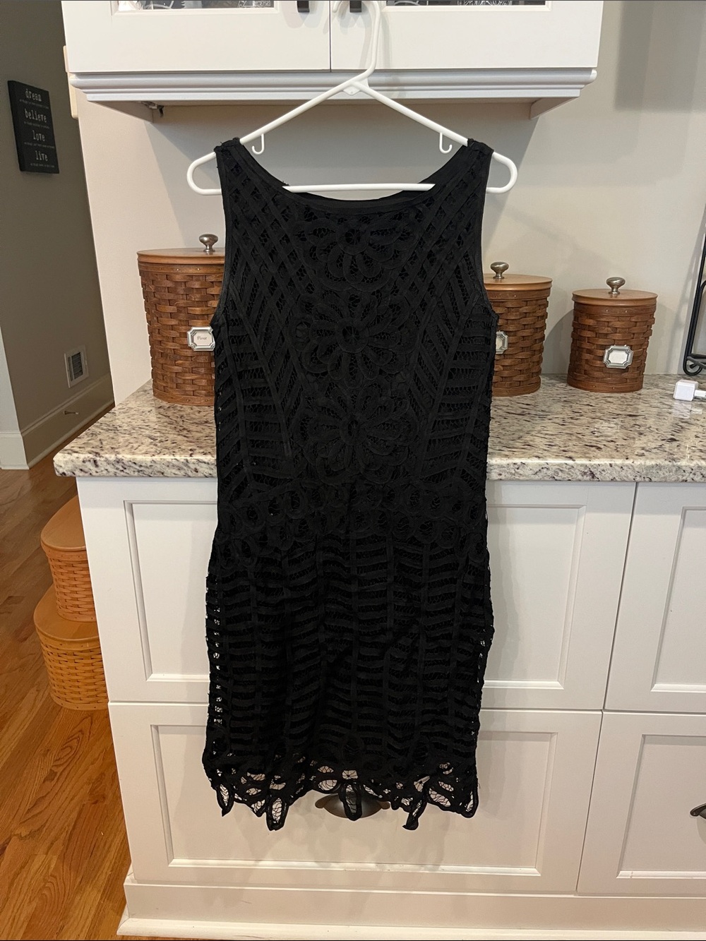 R&M Richards Black Crochet  Dress